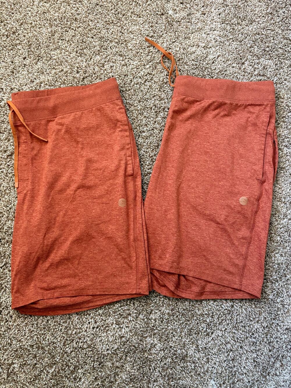 2x L.L. Bean Performance Knit Drawstrings Shorts Mens Size XL Burnt Orange x2
